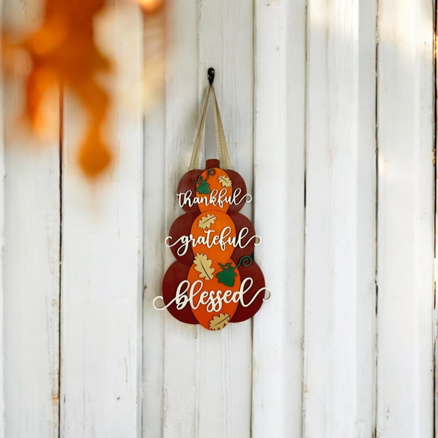 Thankful, Grateful and Blessed Door Hanger