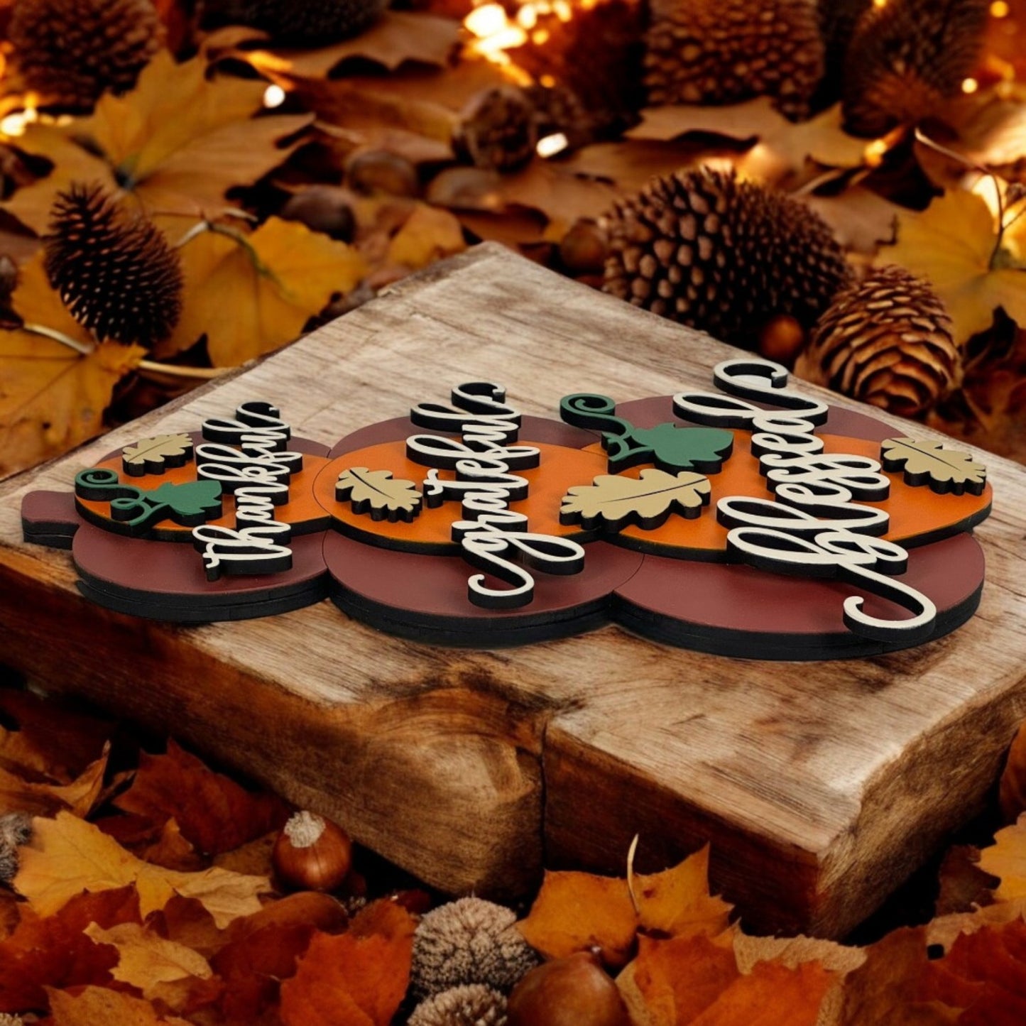 Thankful, Grateful and Blessed Door Hanger