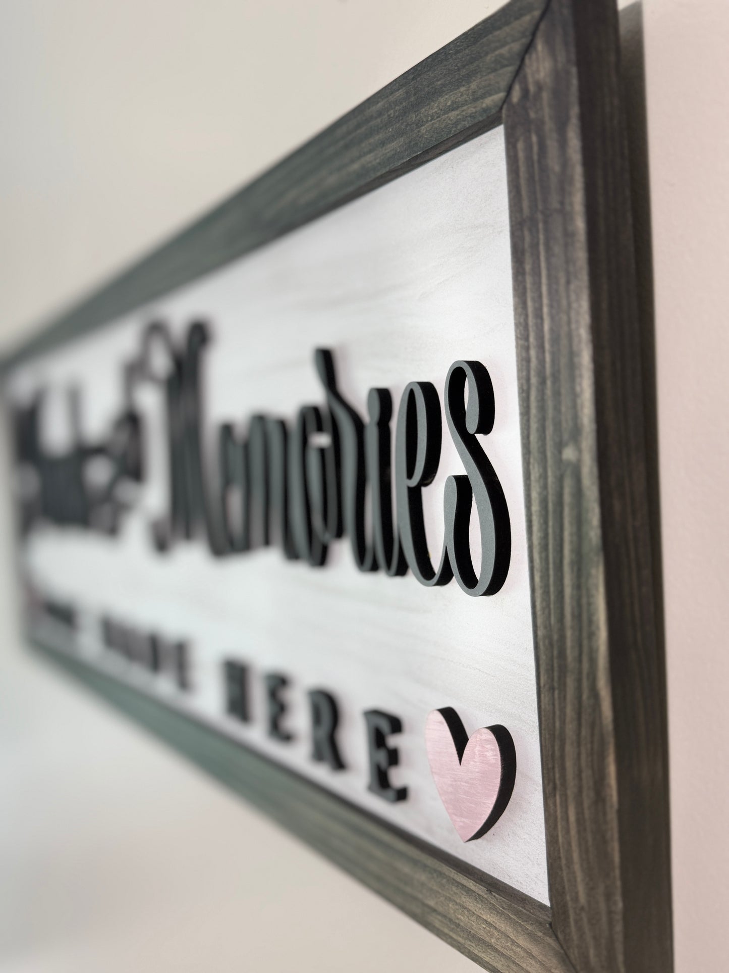 "Meals and Memories Are Made Here" – Handcrafted Framed Kitchen Wall Sign (27.5" x 10.5")